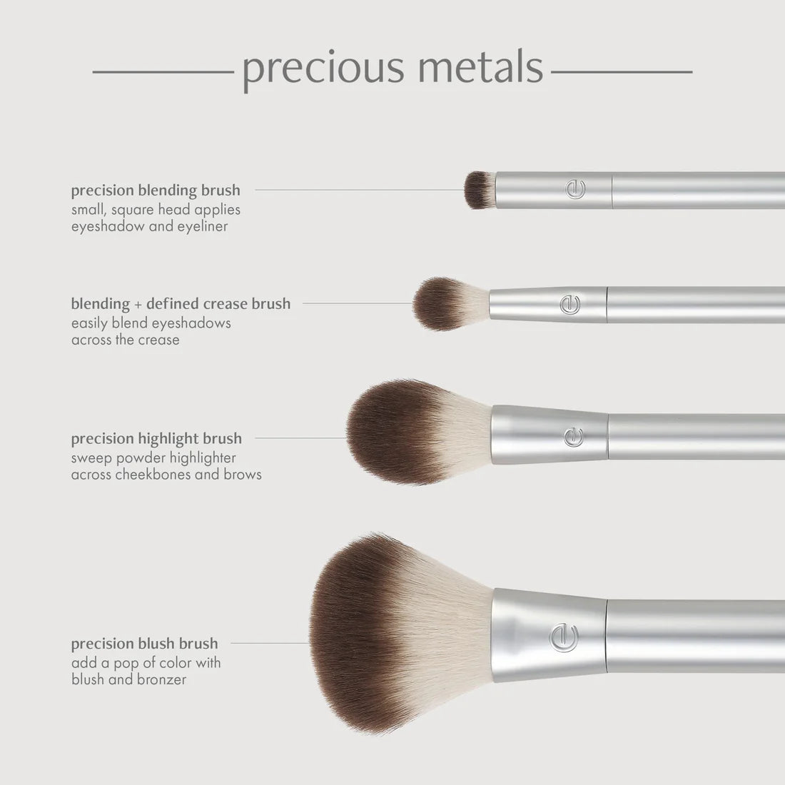 EcoTools Precious Metals Cheek and Eye Highlight Brush Set - 4pc